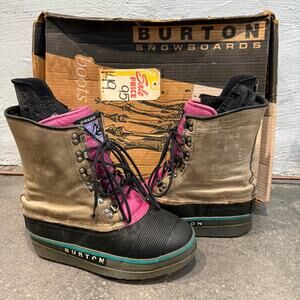 Burton Freestyle Vintage Snowboard Boots 90s Black Tan Pink Boots Men’s Size 10